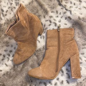 Nude suede booties